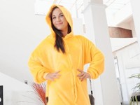 Kristy Black : Brunette in Pikachu outfit teases a busy man : sex scene #1