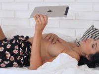 Foxxi Black : Glam brunette takes half-naked selfies : sex scene #4